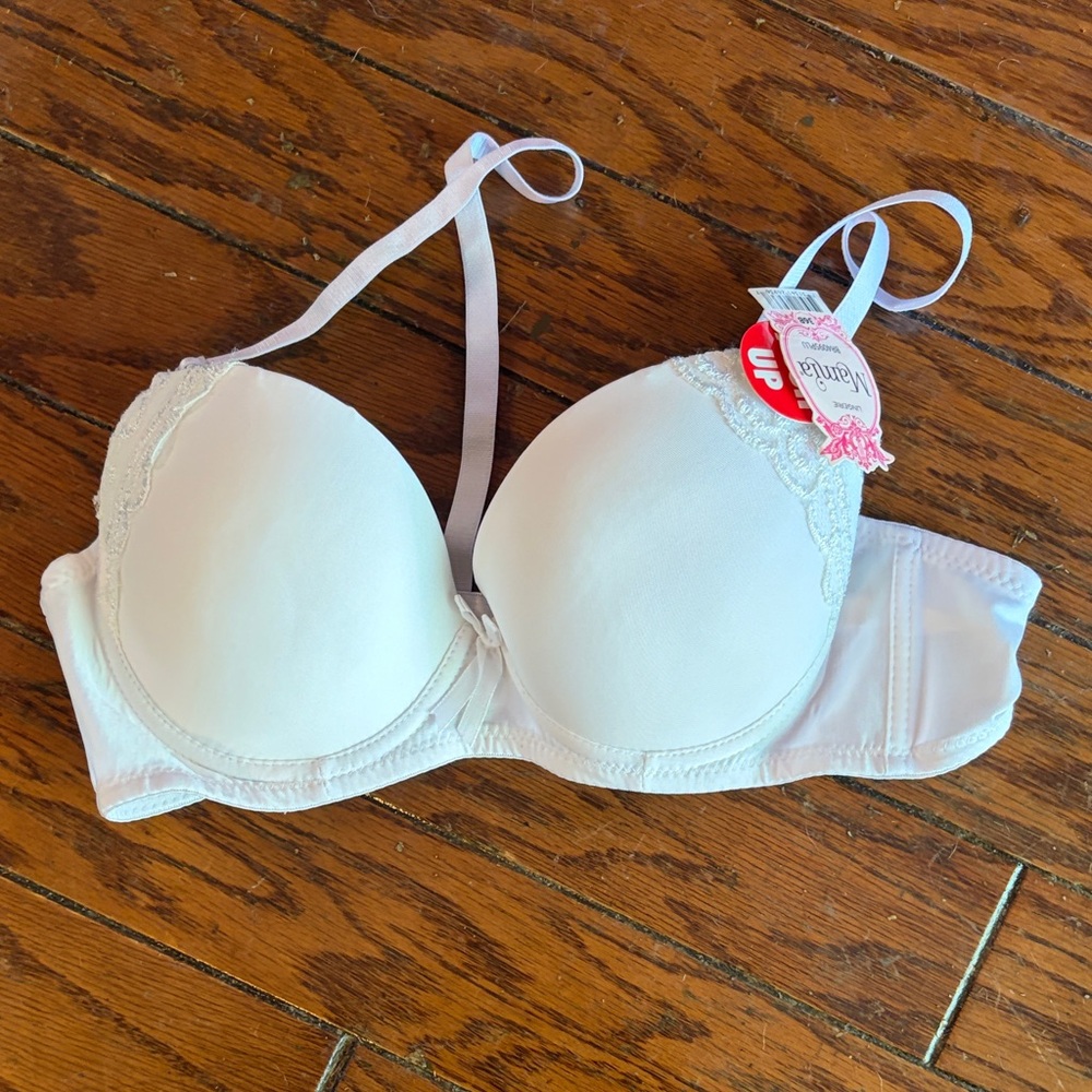 Mamia Off-White Lace-Trim Push-Up Bra
